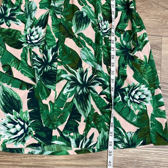 Guess Green & Pink Tropical Leaf Print Three Button Duster Cardigan - Picture 11 of 13